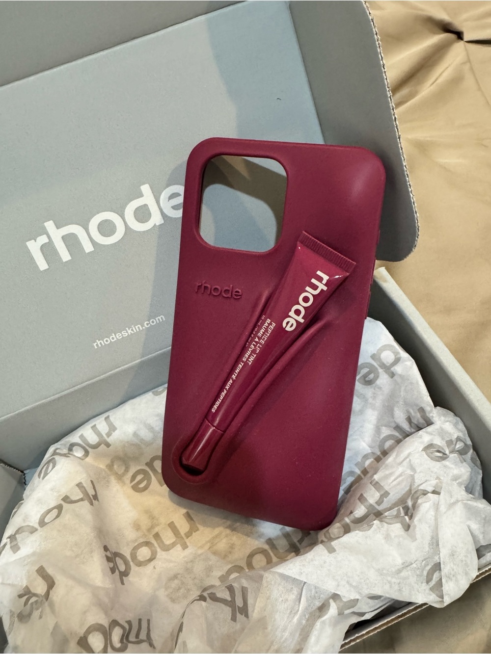 Rhode - Raspberry Jelly Phone Case with lipgloss holder- iPhone 15 Pro Max Case